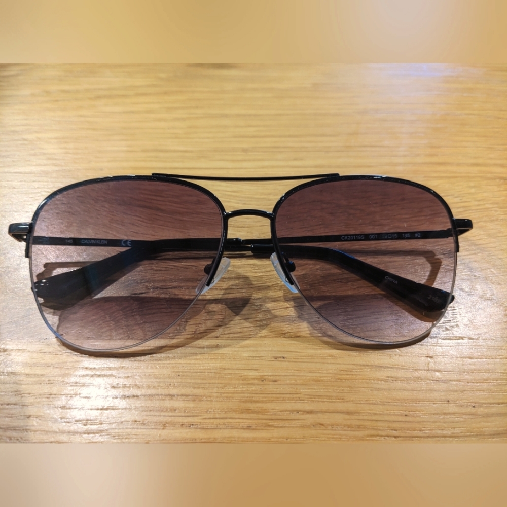 Calvin Klein Aviator Half Rim Sunglasses